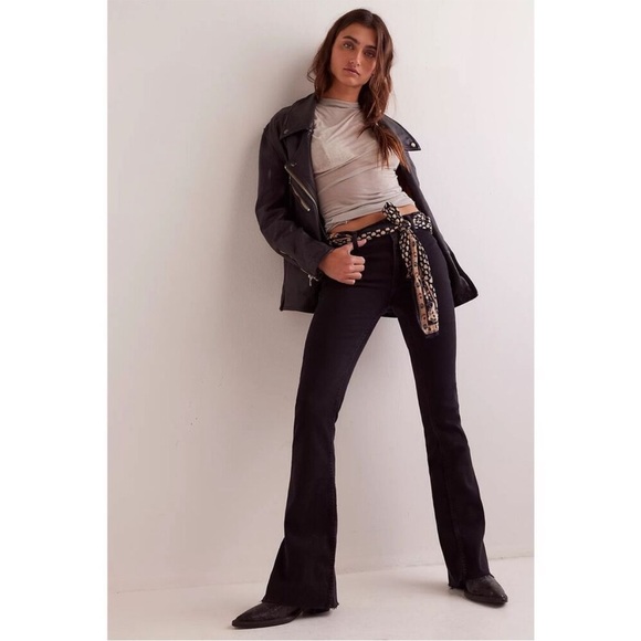 New Free People We the Free Level Up Slit Bootcut flare Jeans western country 26 - Picture 2 of 16